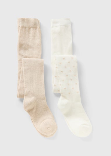 2 Pack Girls Gold Heart Tights (2-11yrs)