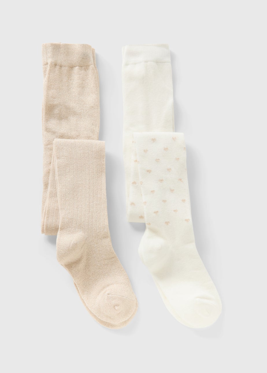 2 Pack Girls Gold Heart Tights (2-11yrs)