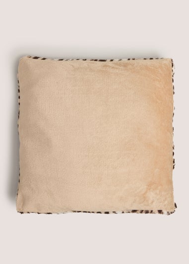Brown Leopard Print Faux Fur Cushion