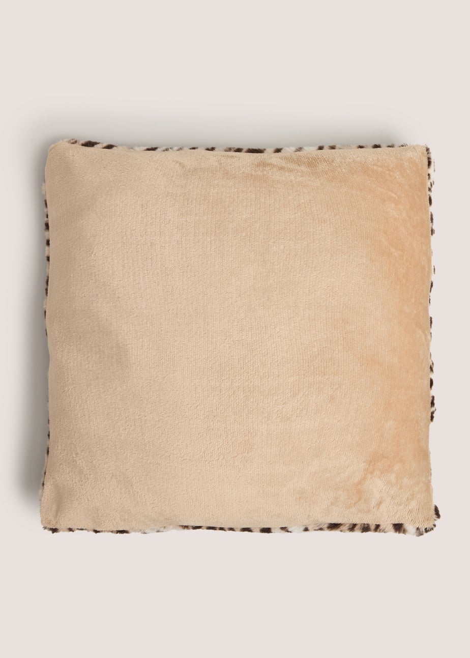 Brown Leopard Print Faux Fur Cushion