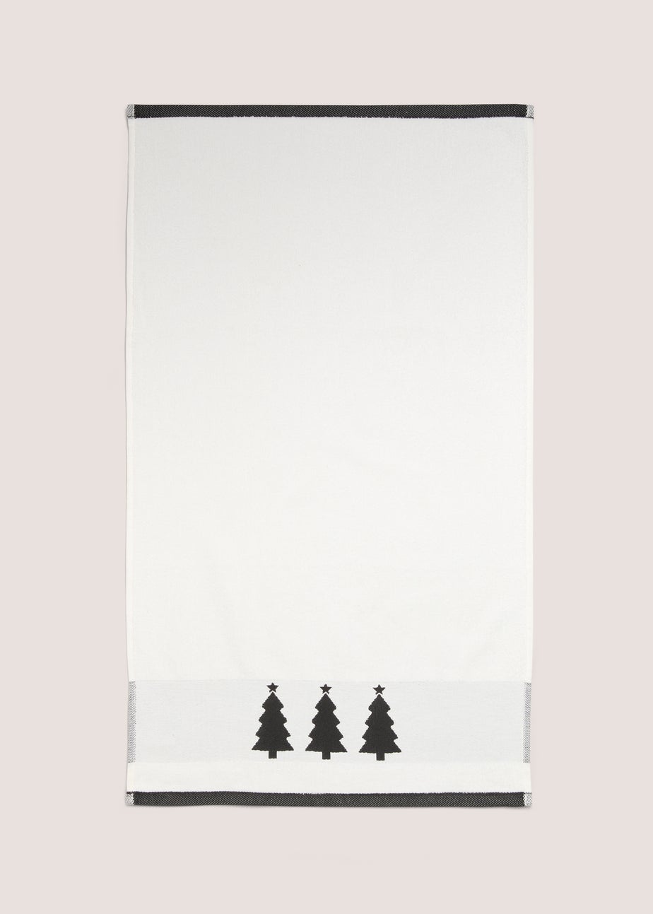 Black & White Christmas Tree Hand Towel