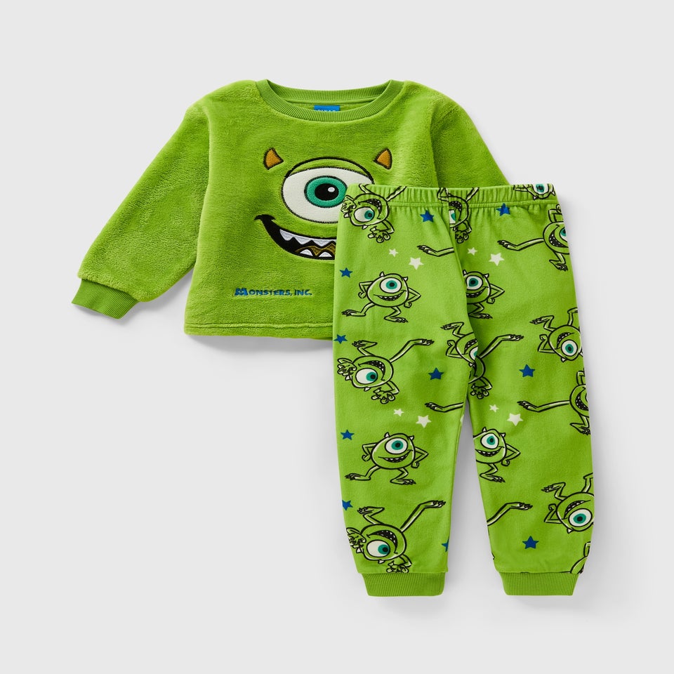 Monsters Inc Boys Green Mike Fleece Pyjama Set (1-7yrs)