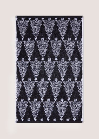 Black Christmas Mono Hand Towel
