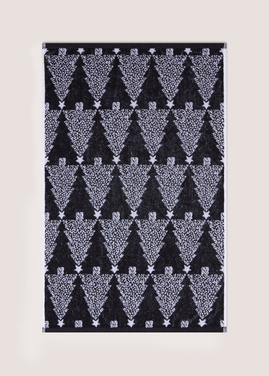Black Christmas Mono Hand Towel