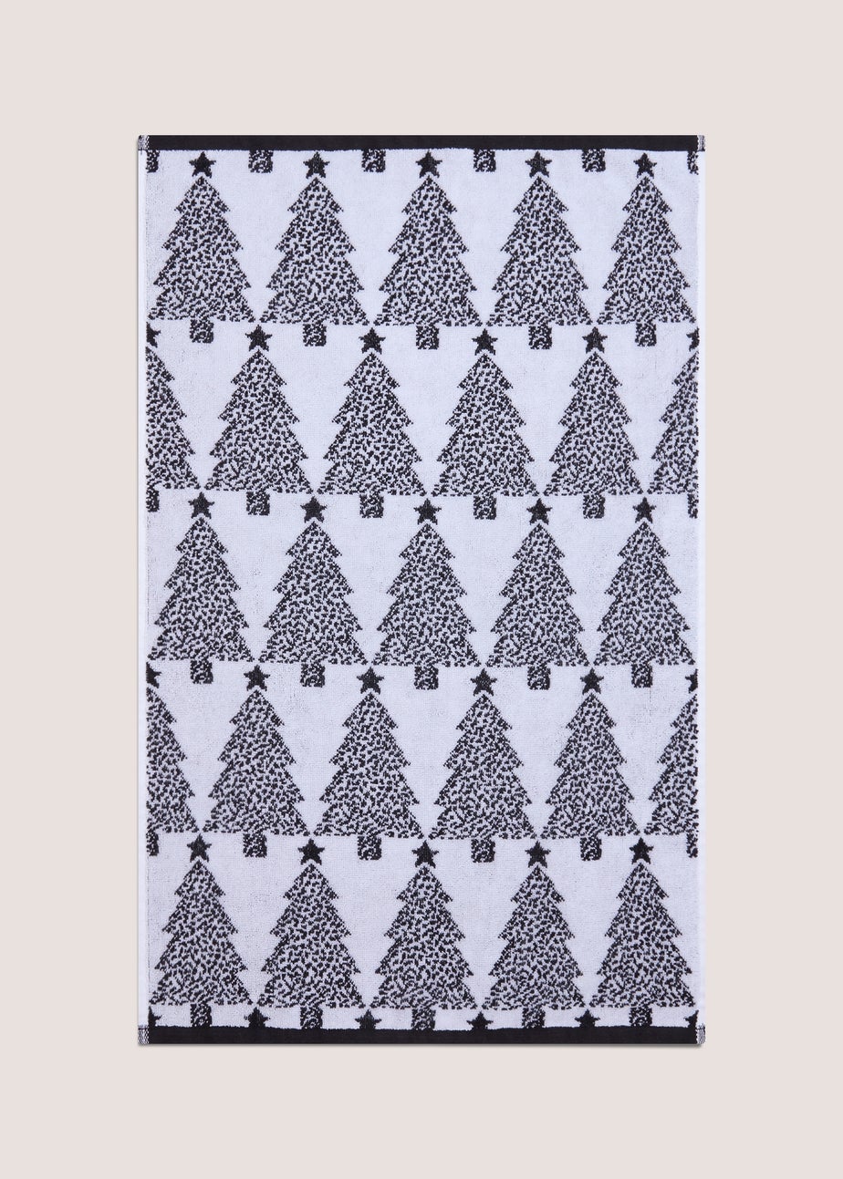 Black Christmas Mono Hand Towel