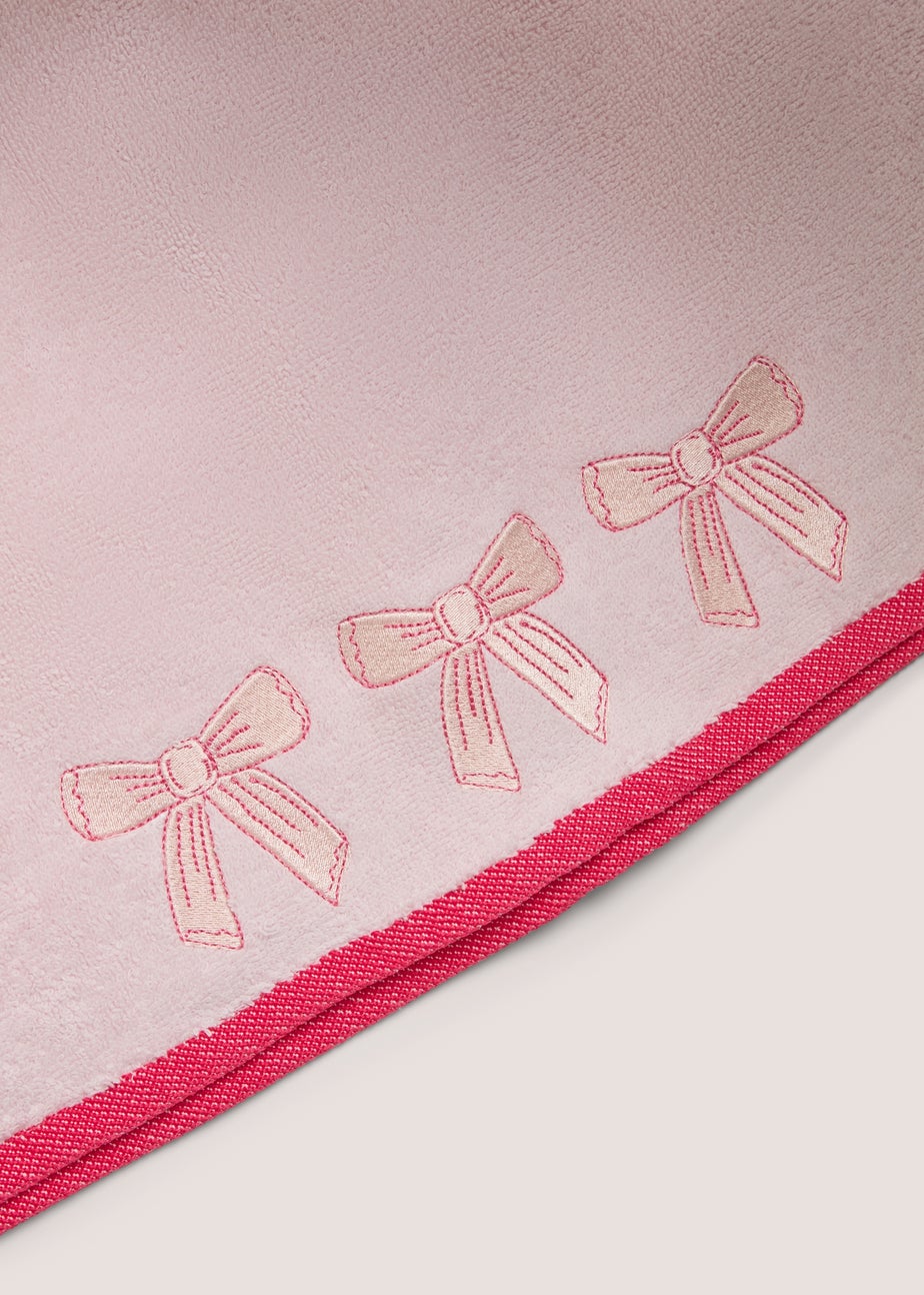 Pink Embroidered Bow Hand Towel