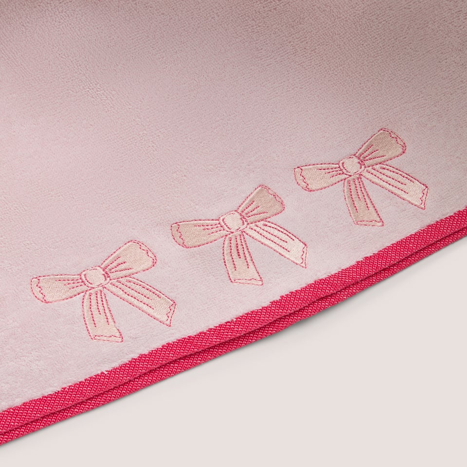 Pink Embroidered Bow Hand Towel