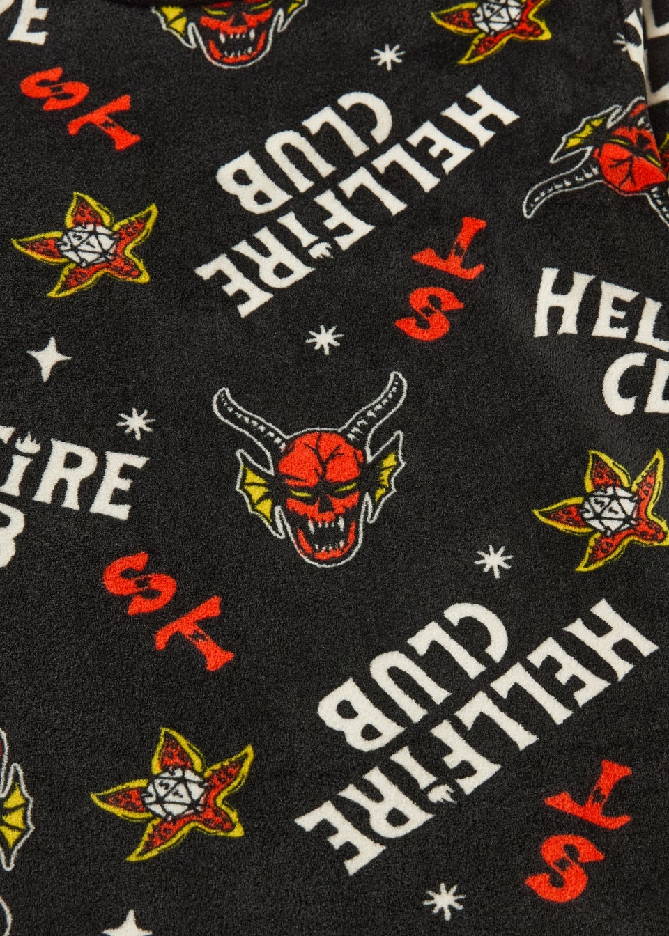 Stranger Things Boys Black Hellfire Club Fleece Pyjama Set (7-13yrs)