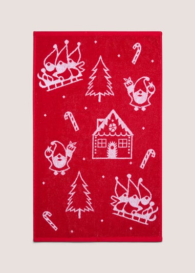 Red Gnome Santa Jacquard Hand Towel