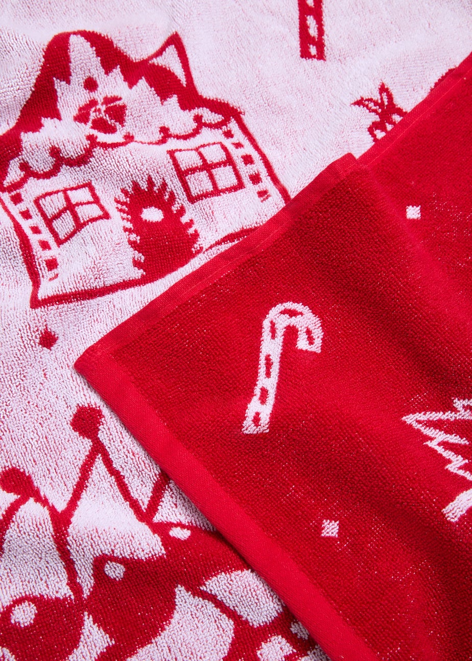 Red Gnome Santa Jacquard Hand Towel