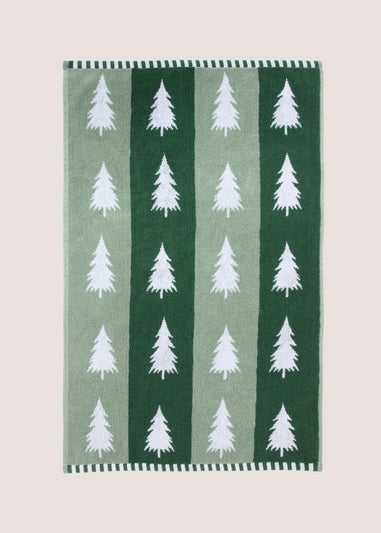 Green Christmas Tree Jacquard Hand Towel