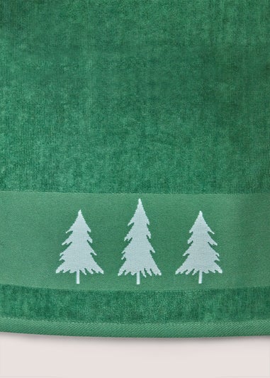 Green Christmas Tree Border Hand Towel