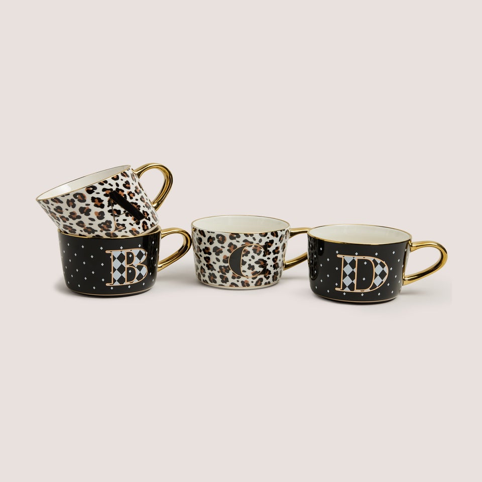Black & white Leopard print A-Z Mug