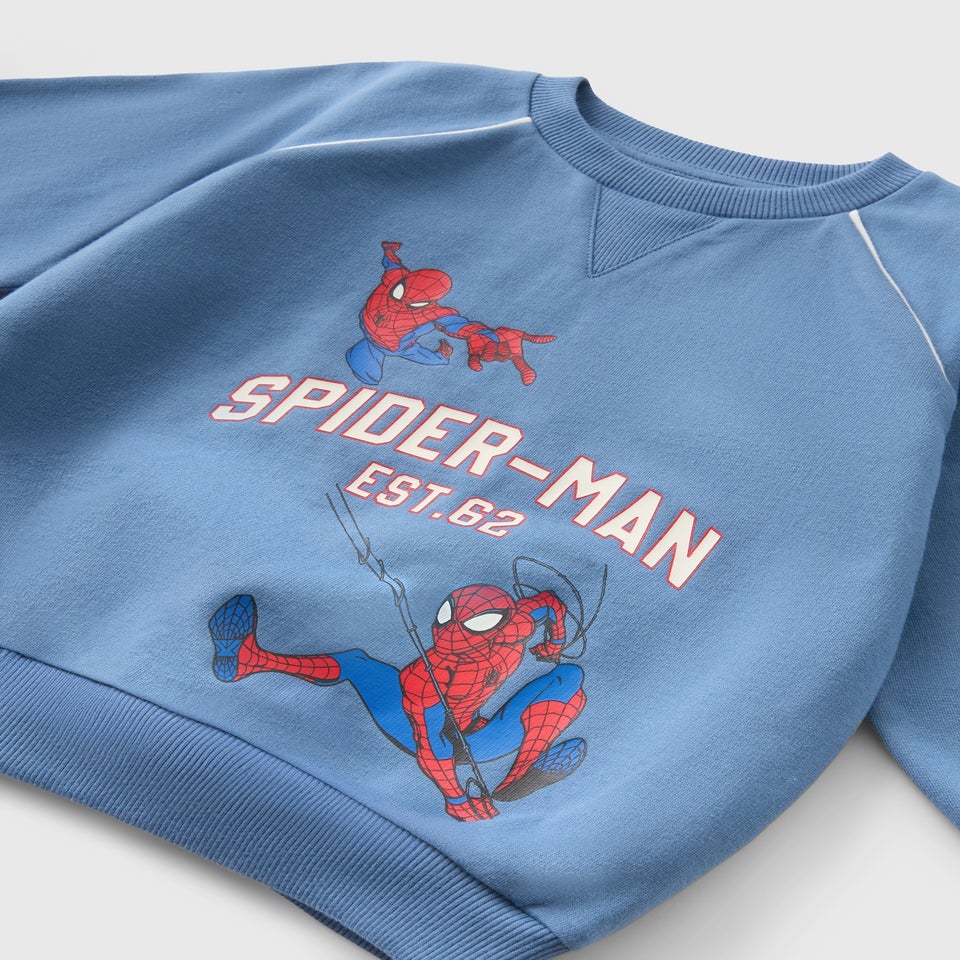 Boys Blue Spiderman Sweatshirt & Jogging Bottoms Set (1-7 Years)
