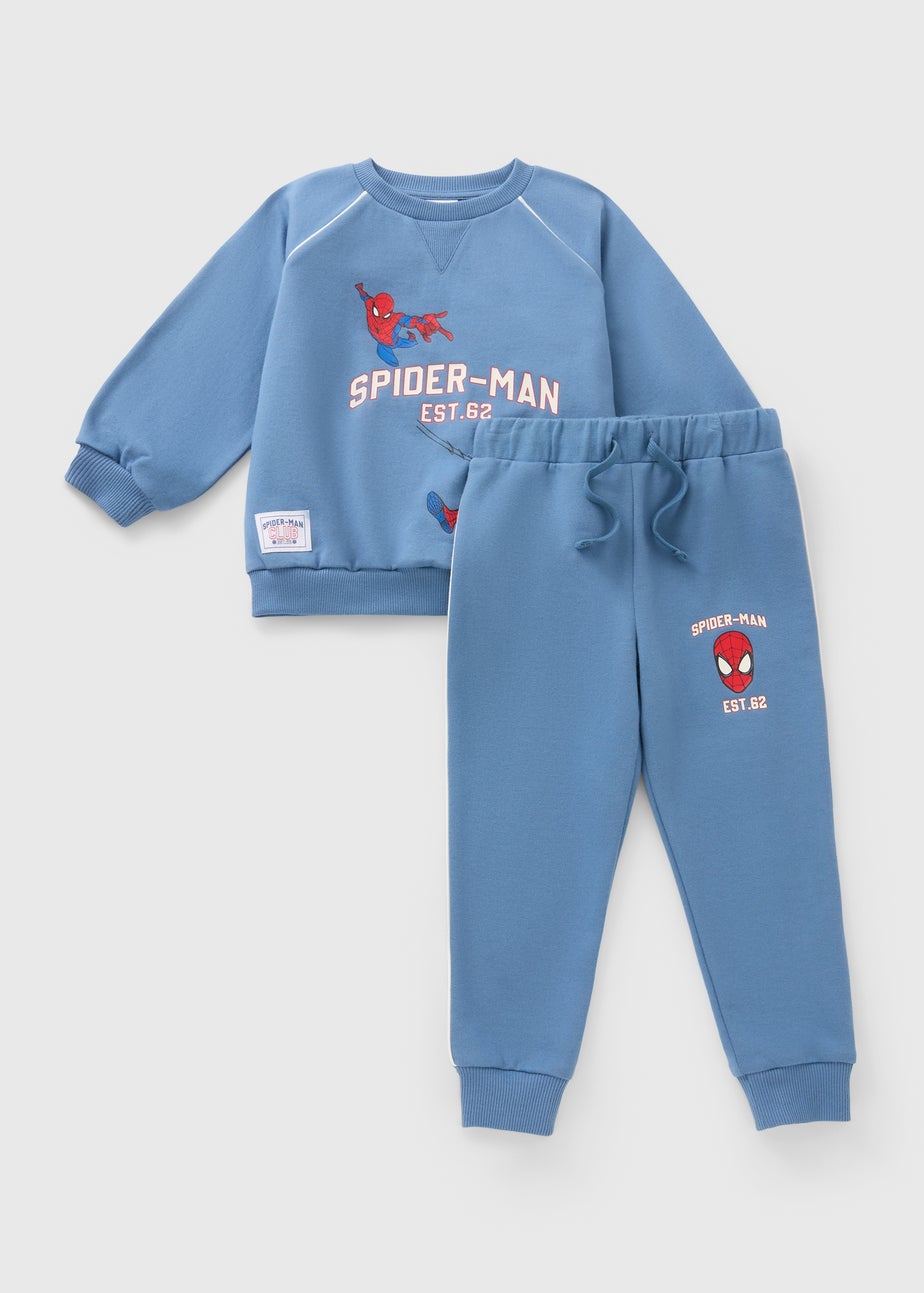 Boys Blue Spiderman Sweatshirt & Jogging Bottoms Set (1-7 Years)