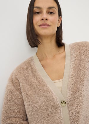 Beige Borg Loungewear Cardigan