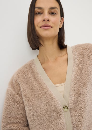Beige Borg Loungewear Cardigan