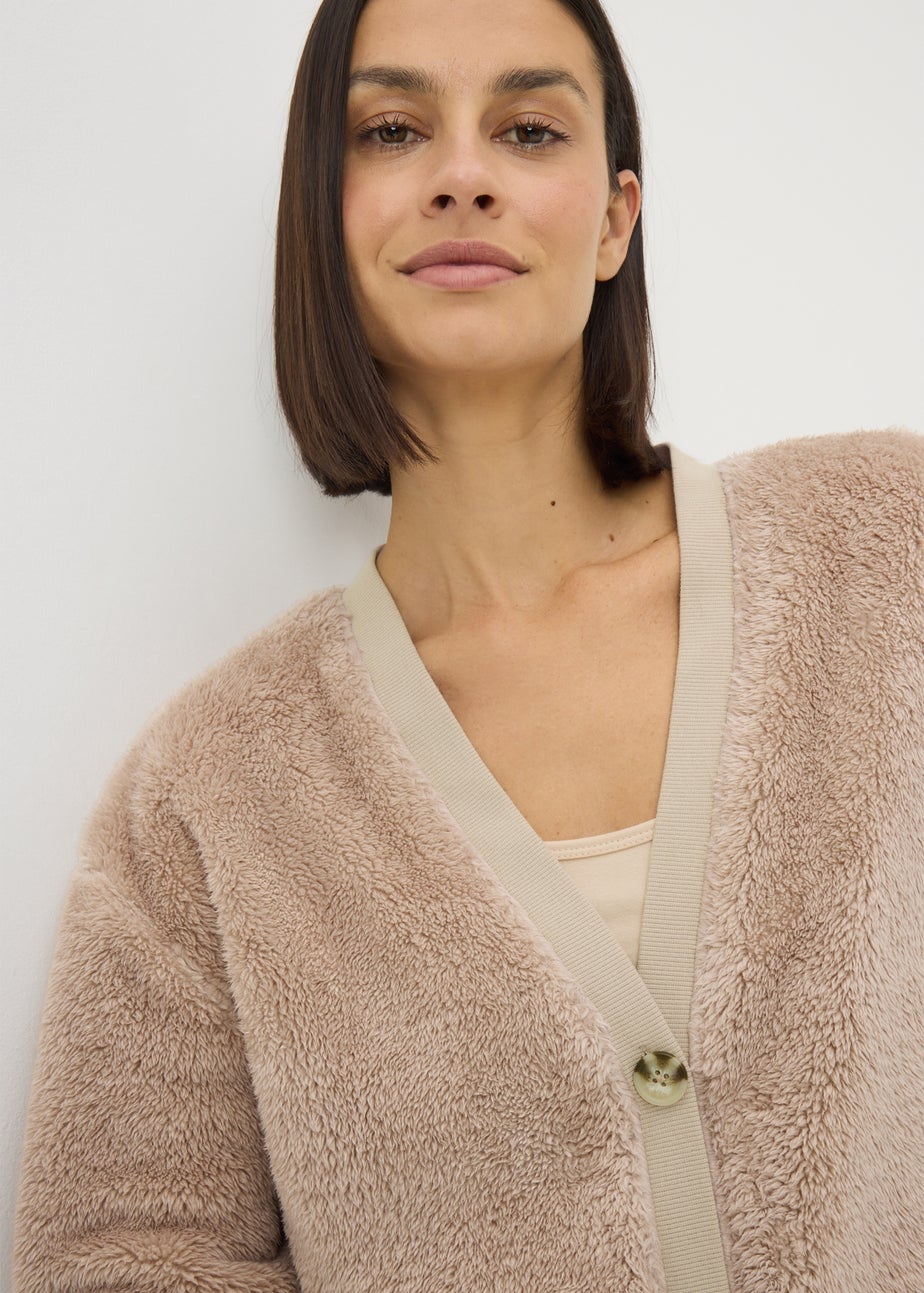 Beige Borg Loungewear Cardigan