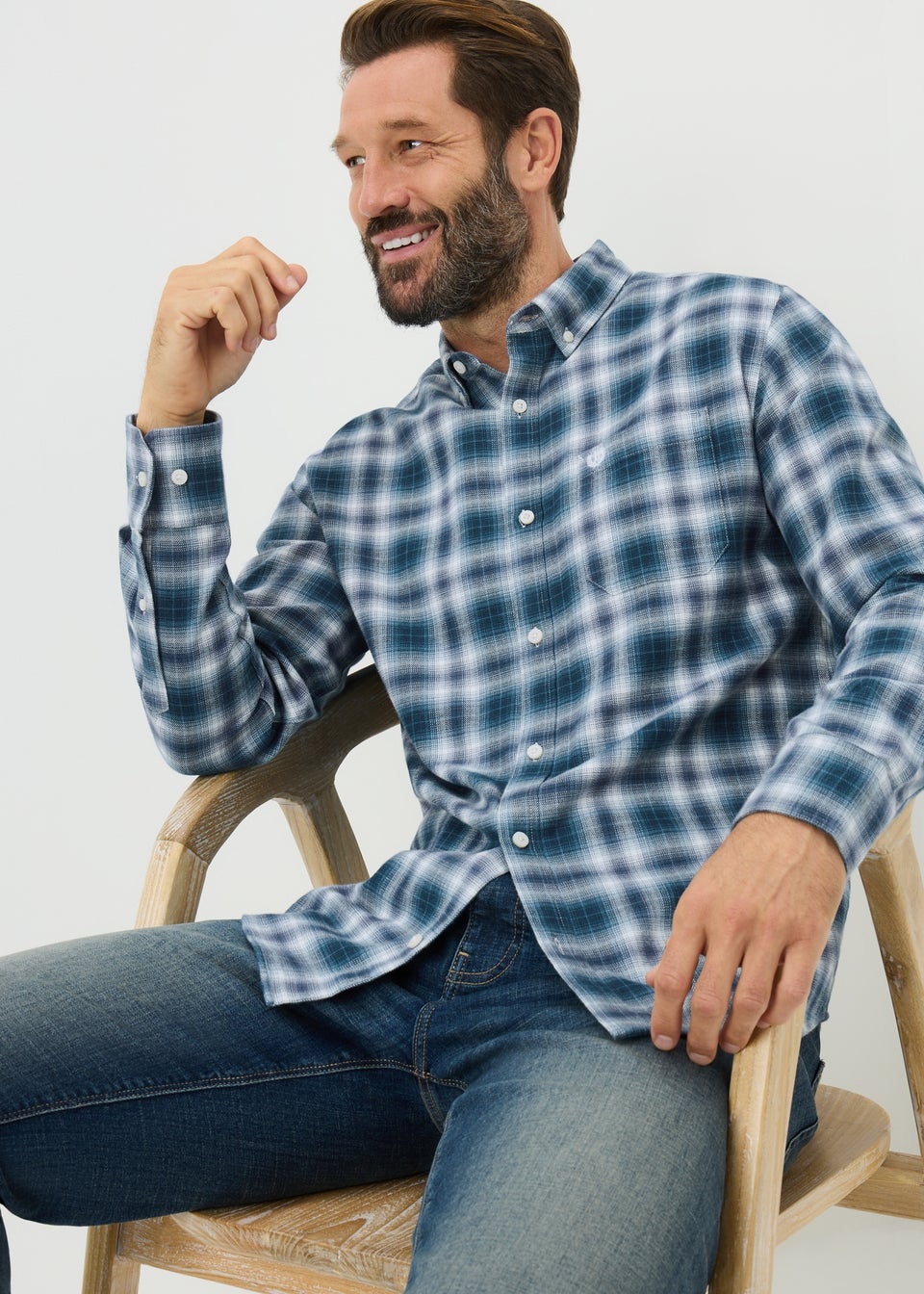 Navy Brushed Check Overshirt