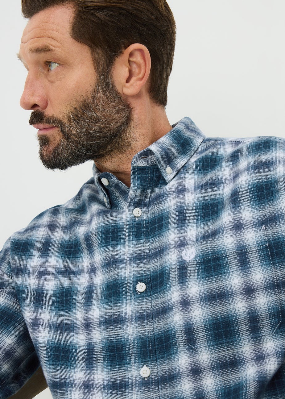 Navy Brushed Check Overshirt
