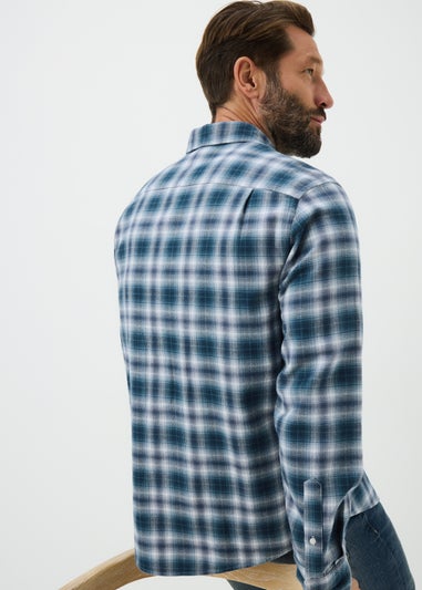 Navy Brushed Check Overshirt