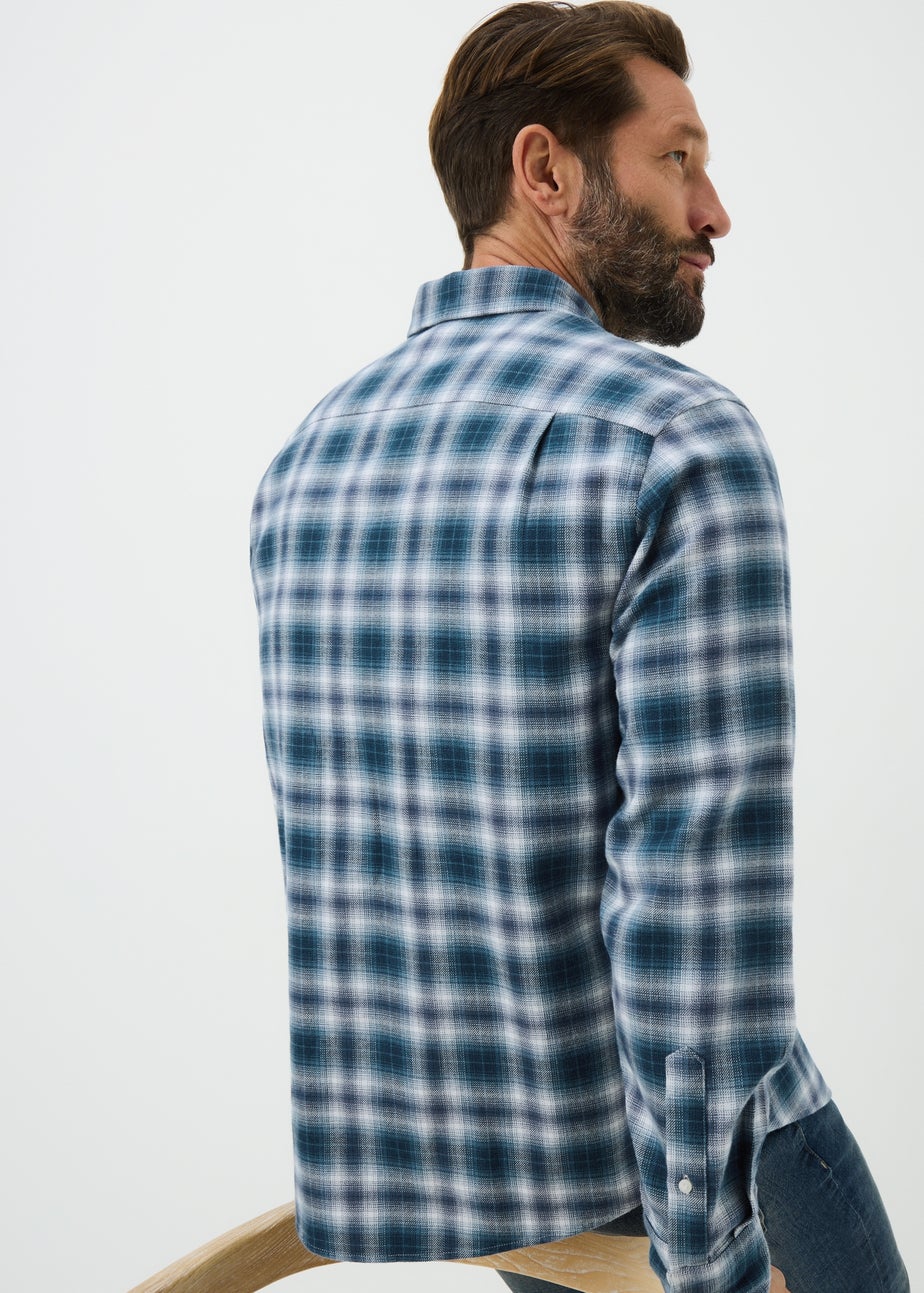 Navy Brushed Check Overshirt