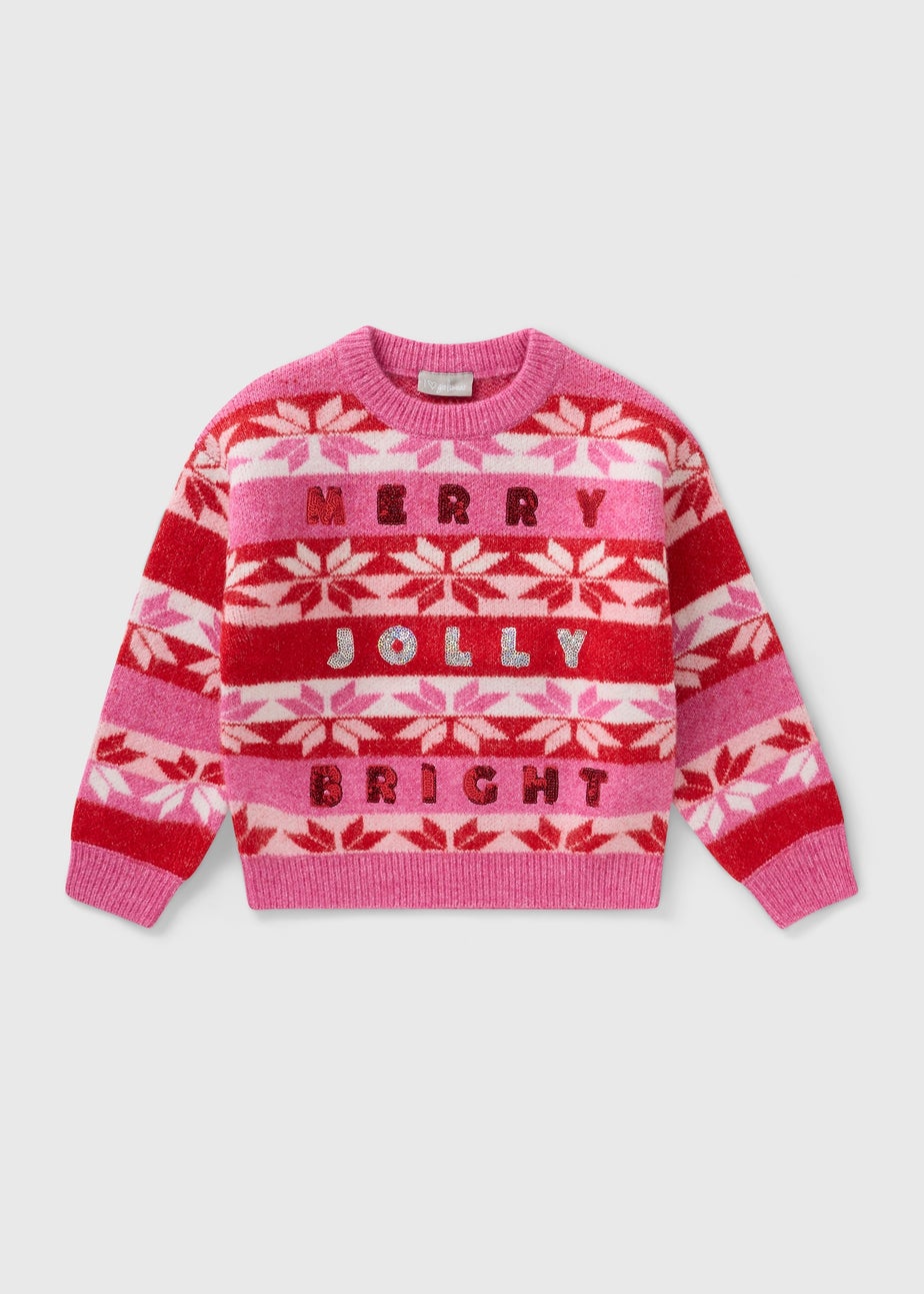 Girls Pink Sequin Merry Jumper (7-15yrs)