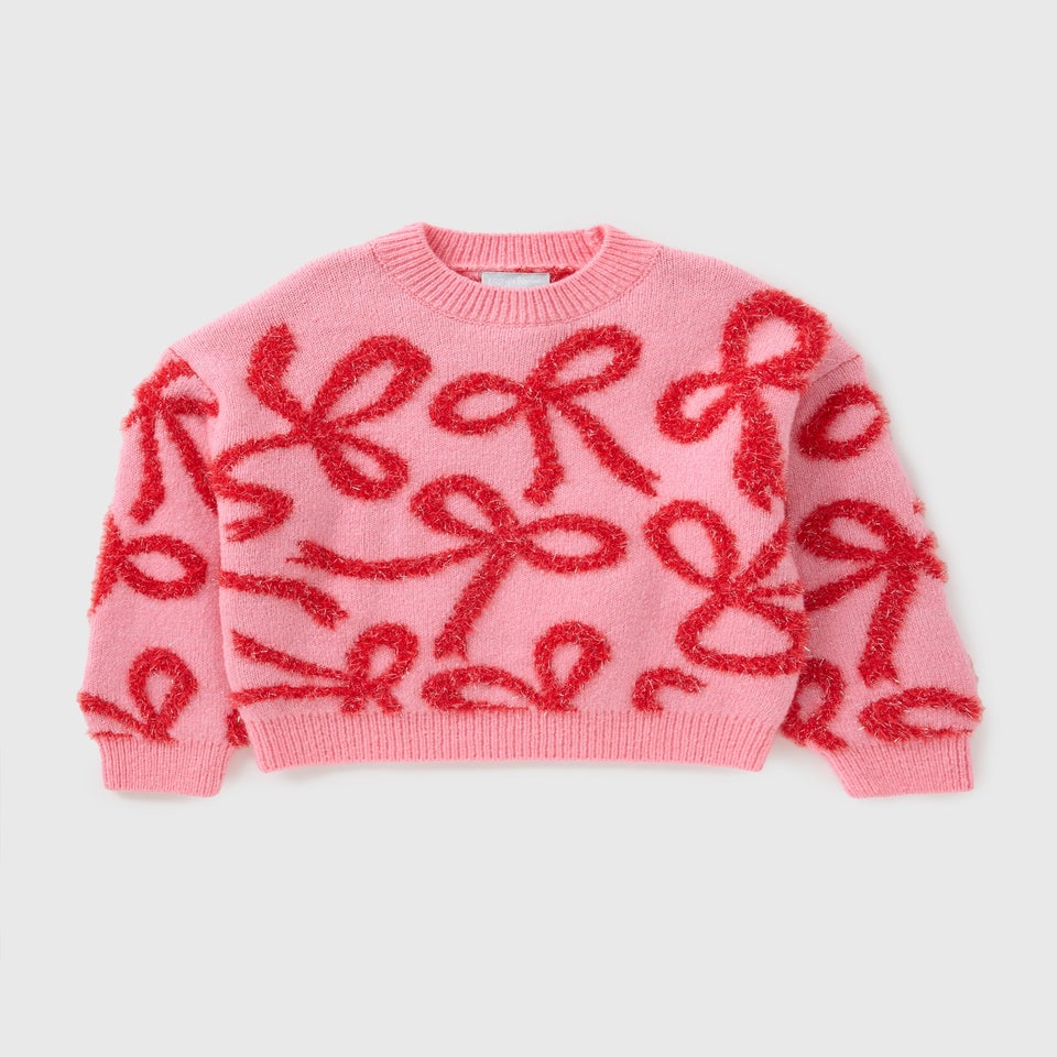Girls Christmas Bow Jumper (7-15yrs)