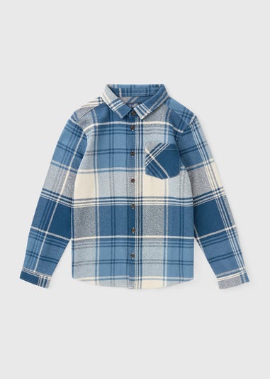 Boys Blue Check Crepe Shirt (7-15yrs)