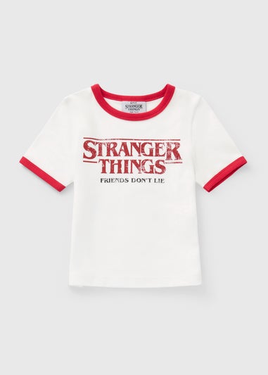 Stranger Things Girls White Ringer T-Shirt (7-13yrs)