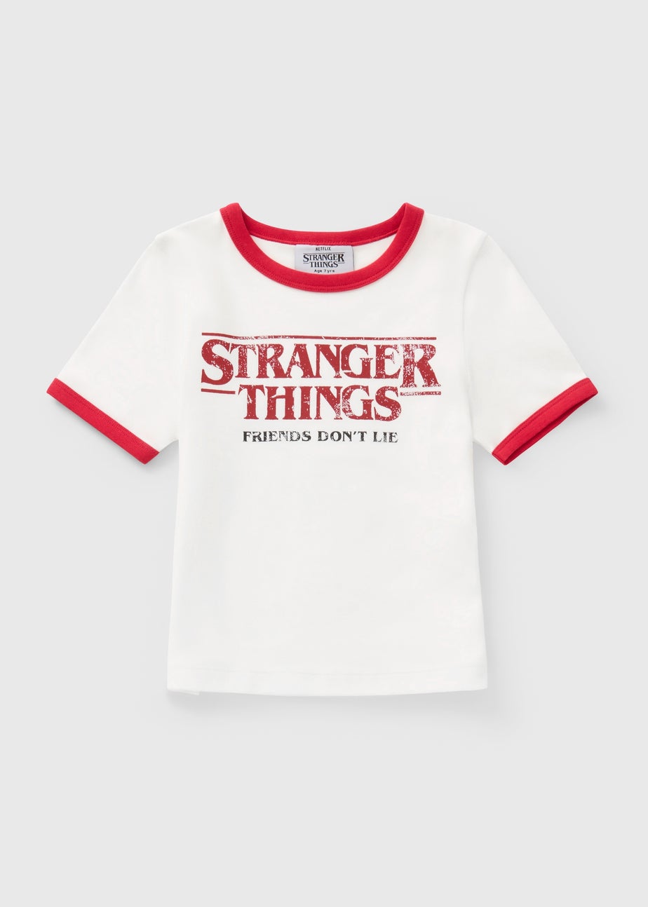 Stranger Things Girls White Ringer T-Shirt (7-13yrs)