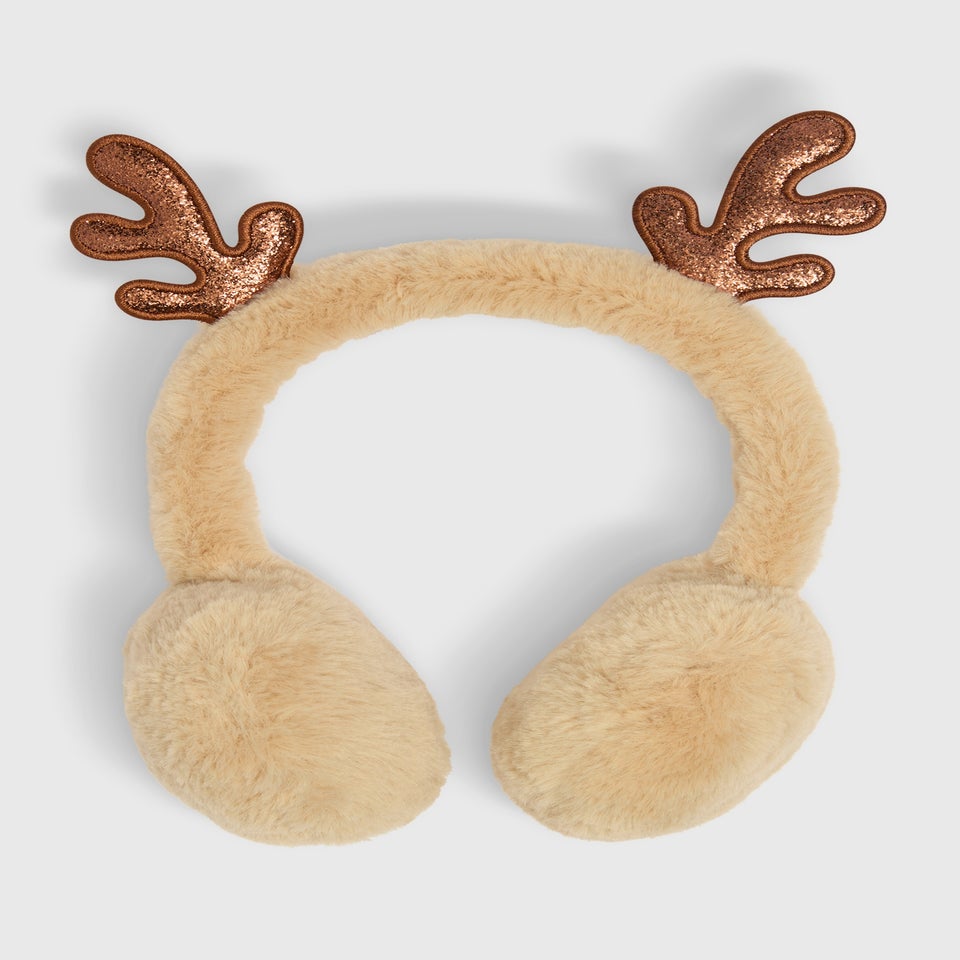 Girls Brown Reindeer Earmuffs