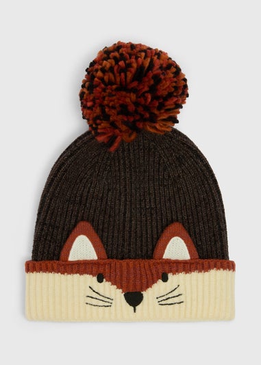 Kids Charcoal Fox Beanie (3-10yrs)