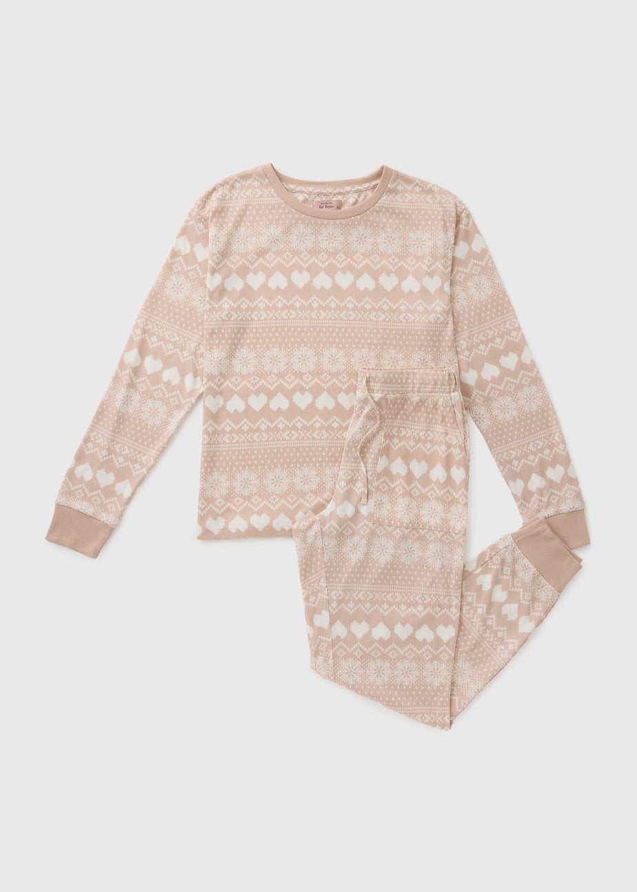 Beige Fairisle Snit Pyjama Set
