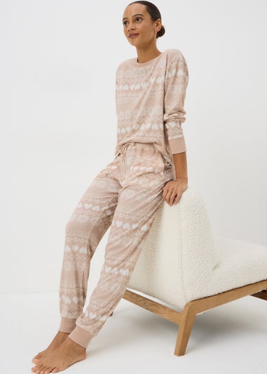 Beige Fairisle Snit Pyjama Set