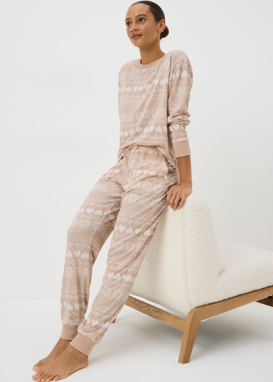Beige Fairisle Snit Pyjama Set