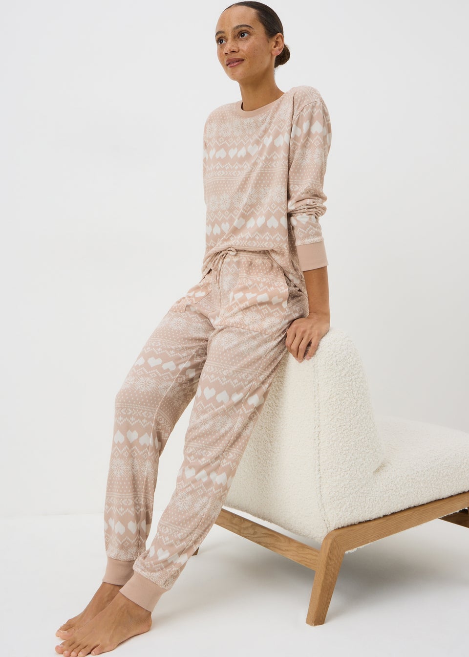 Beige Fairisle Snit Pyjama Set