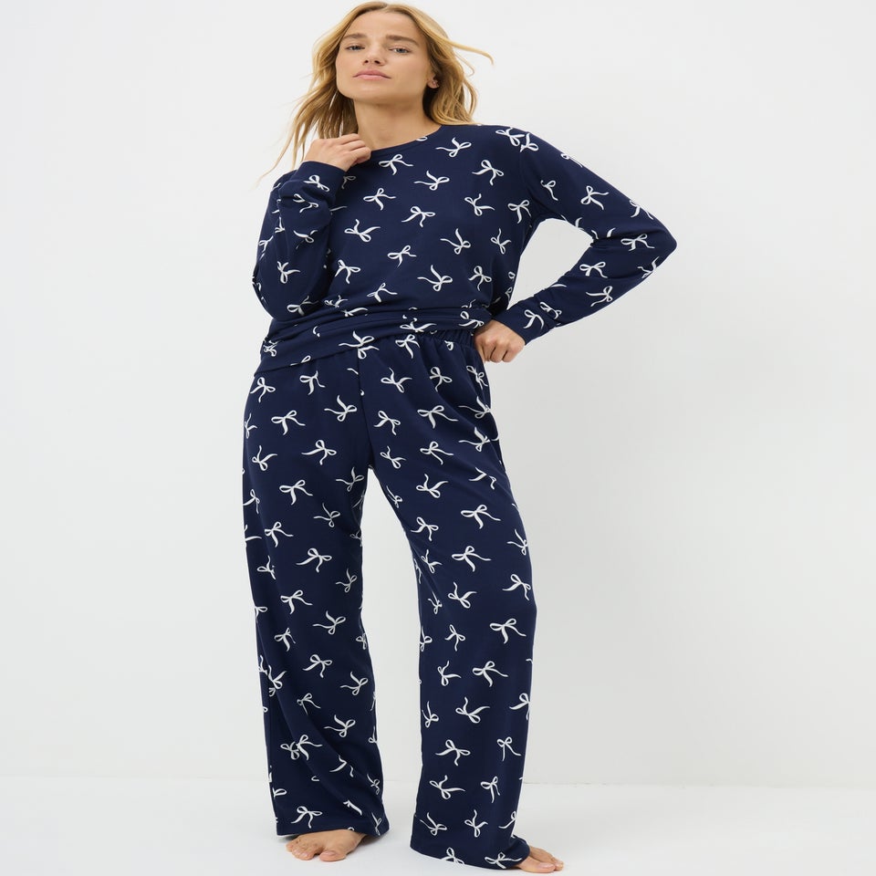 Navy Bow Pyjama Set