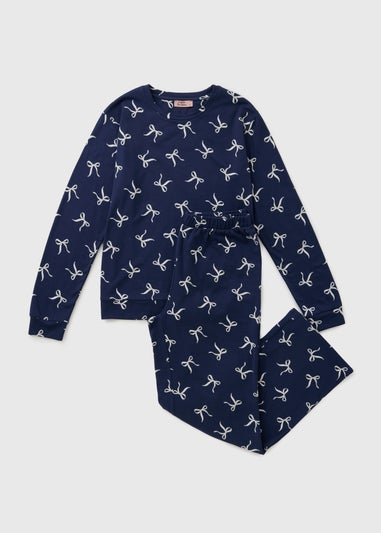 Navy Bow Pyjama Set