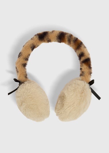 Girls Brown Leopard Earmuffs