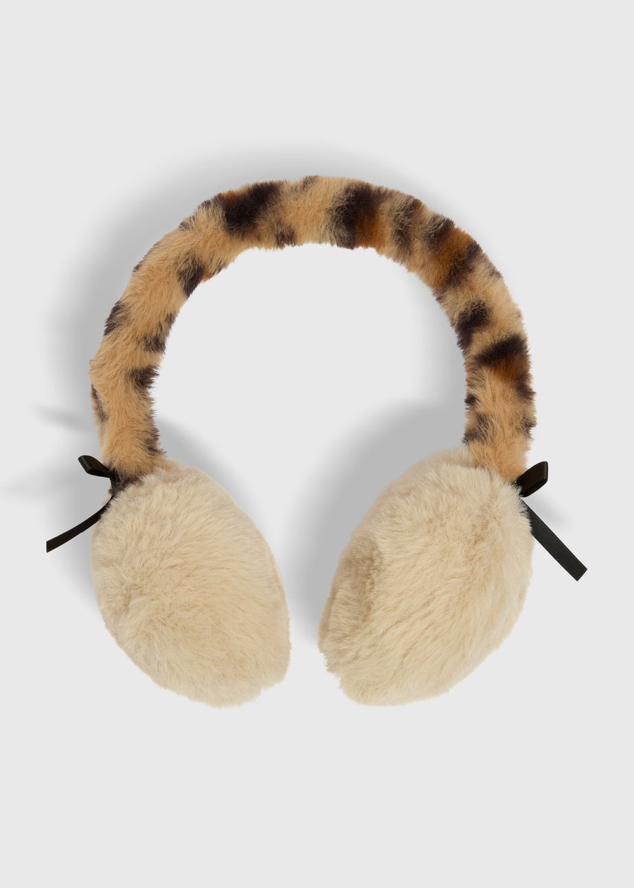 Girls Brown Leopard Earmuffs