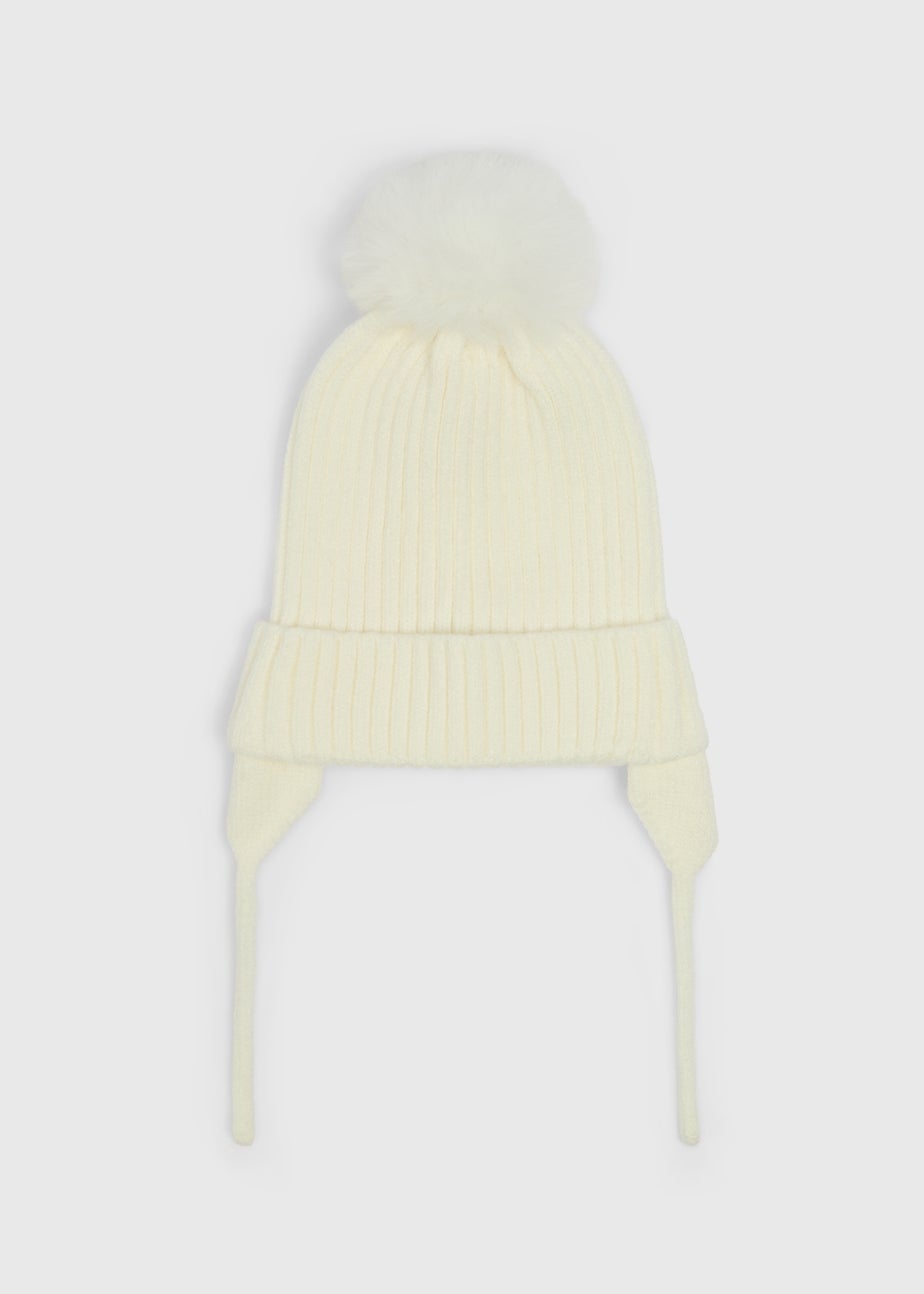 Baby Cream Pom Trapper Hat (Newborn-24mths)