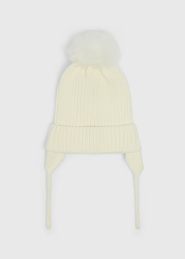 Baby Cream Pom Trapper Hat (Newborn-24mths)