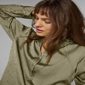 Et Vous Olive Satin Co Ord Shirt