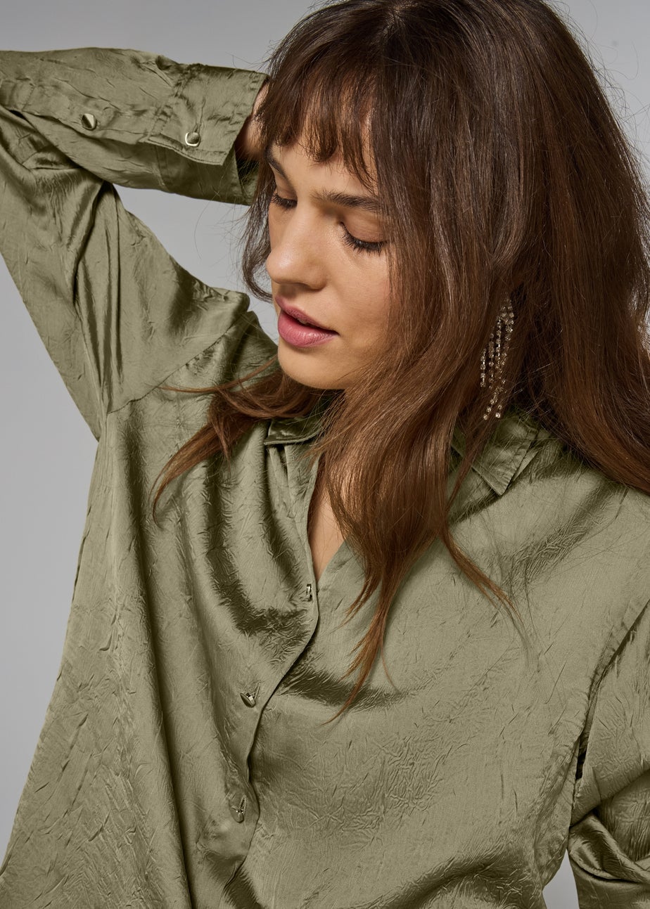 Et Vous Olive Satin Co Ord Shirt