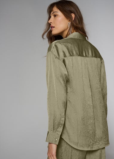 Et Vous Olive Satin Co Ord Shirt
