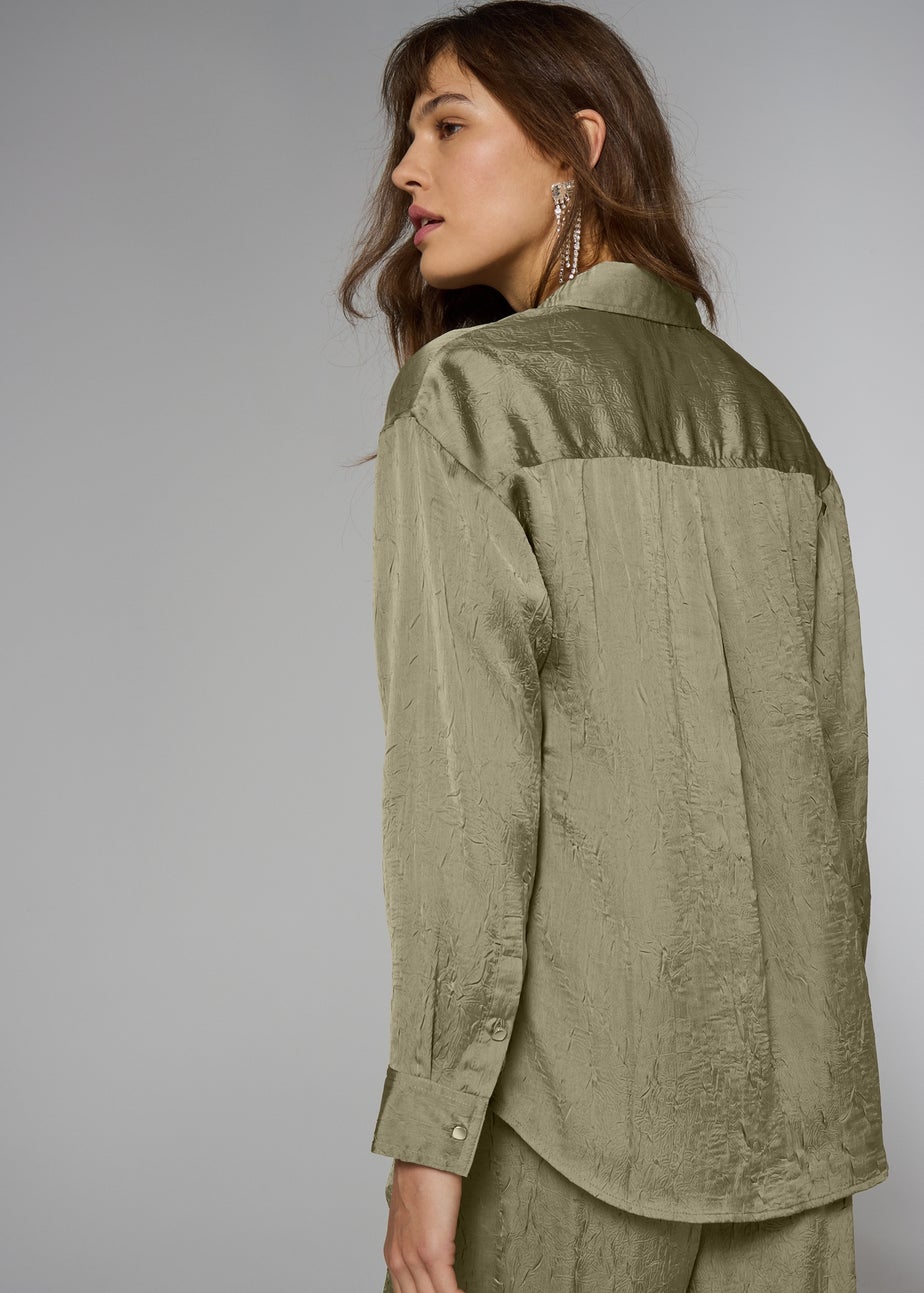 Et Vous Olive Satin Co Ord Shirt
