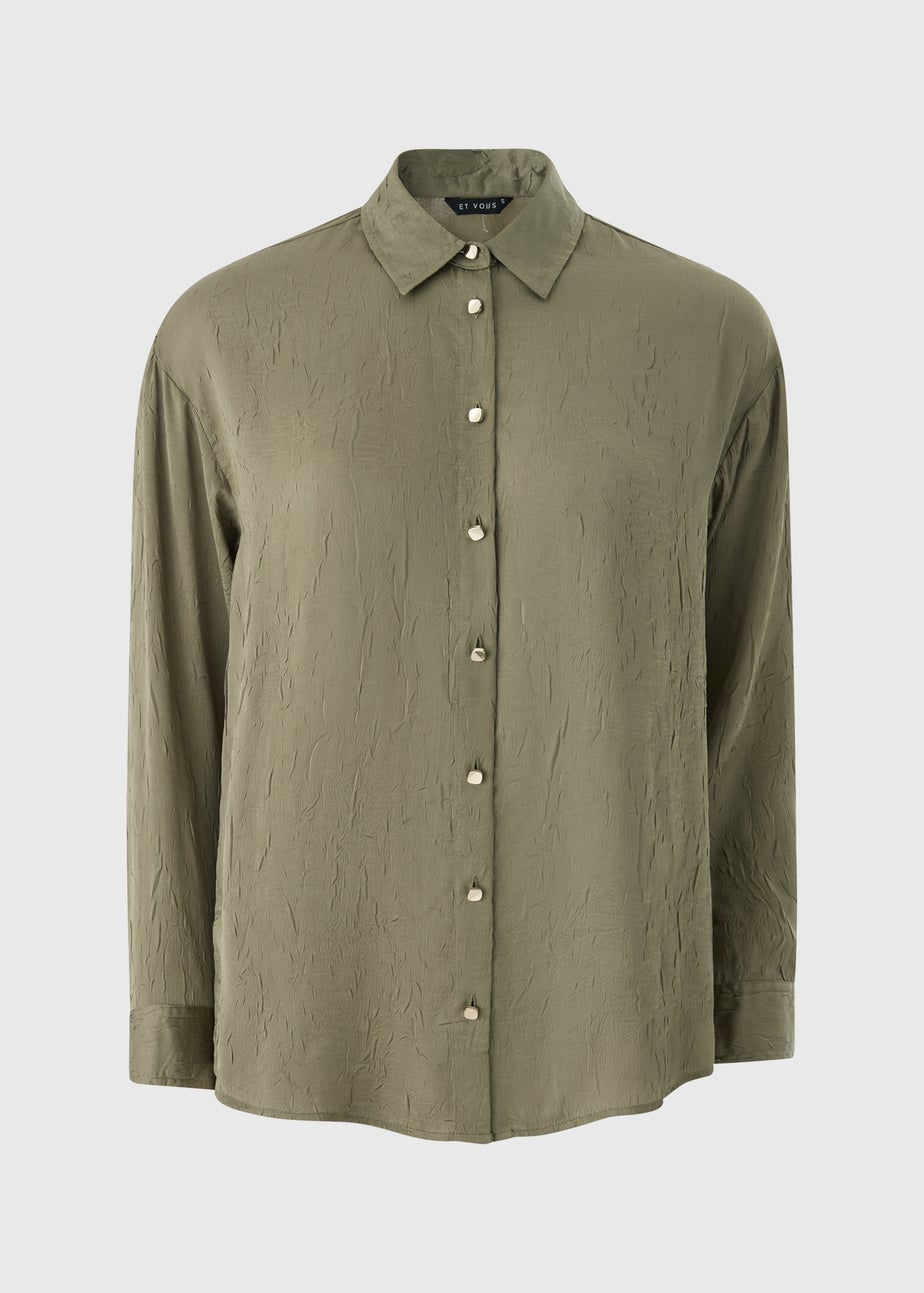 Et Vous Olive Satin Co Ord Shirt