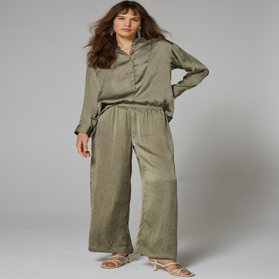Et Vous Olive Satin Co Ord Trousers