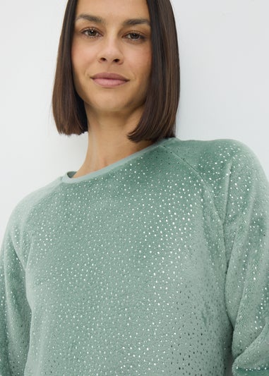 Green Foil Sparkle Fleece Pyjama Set